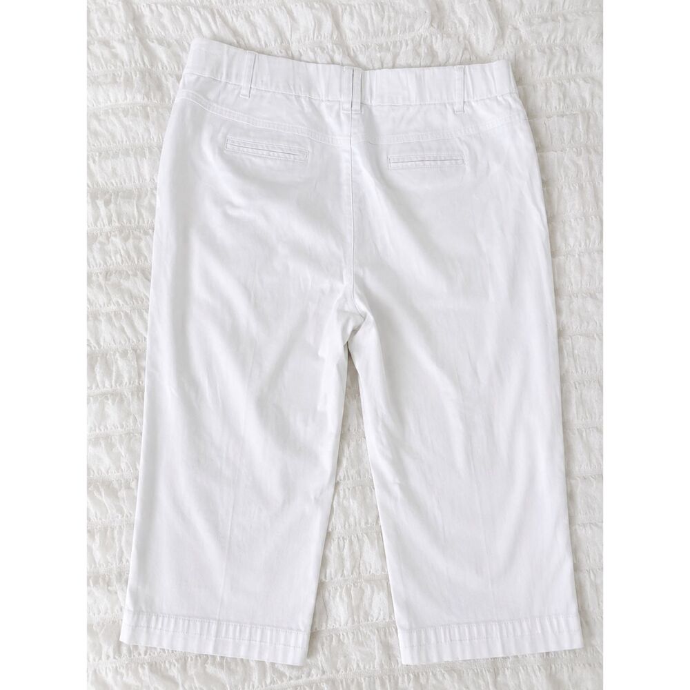 Cato White Capri Pants Size 16 Stretch Cotton Blend Cropped Trousers Stained